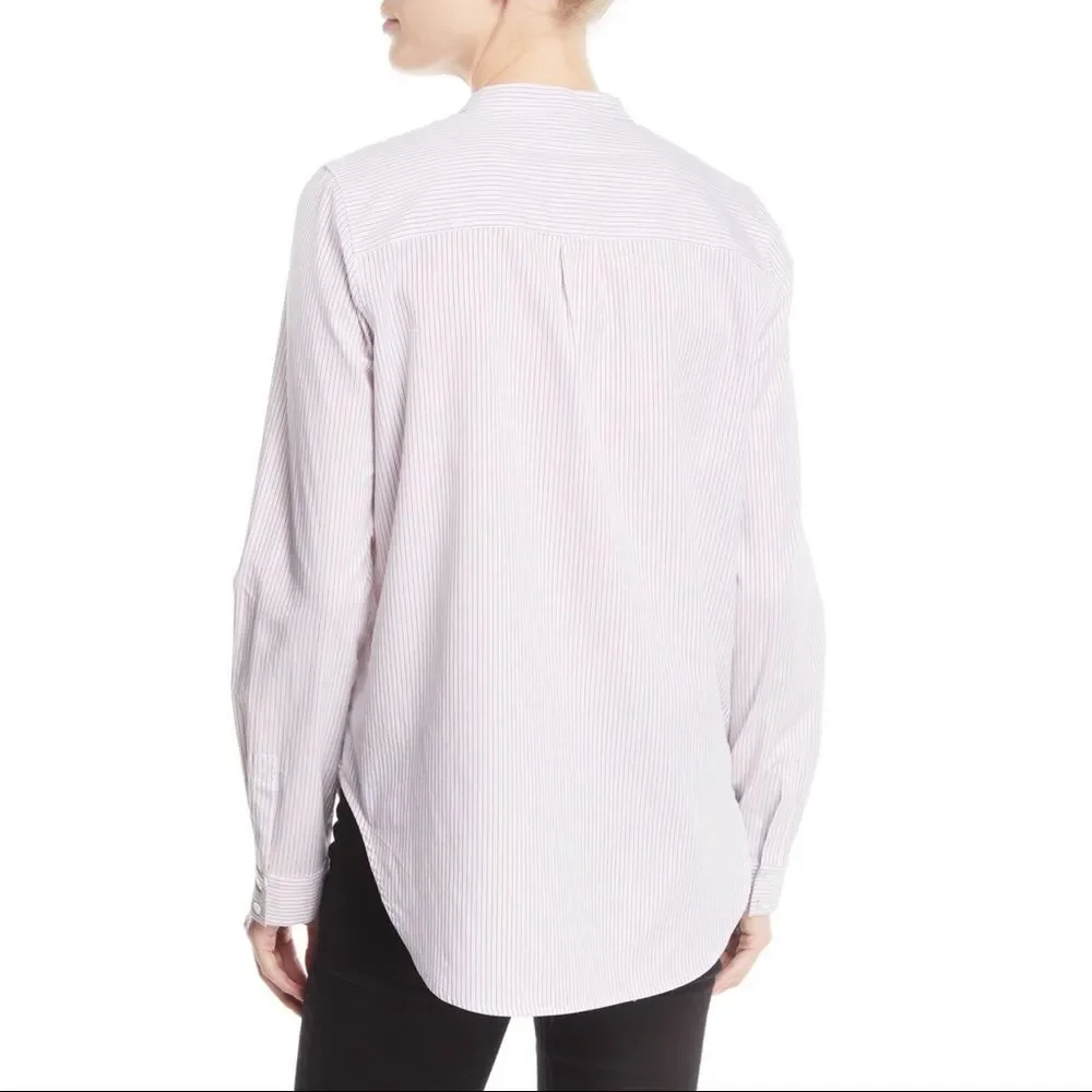 Derek Lam 10 Crosby Striped LS Ruffle B-F Shirt L - Picture 2 of 8
